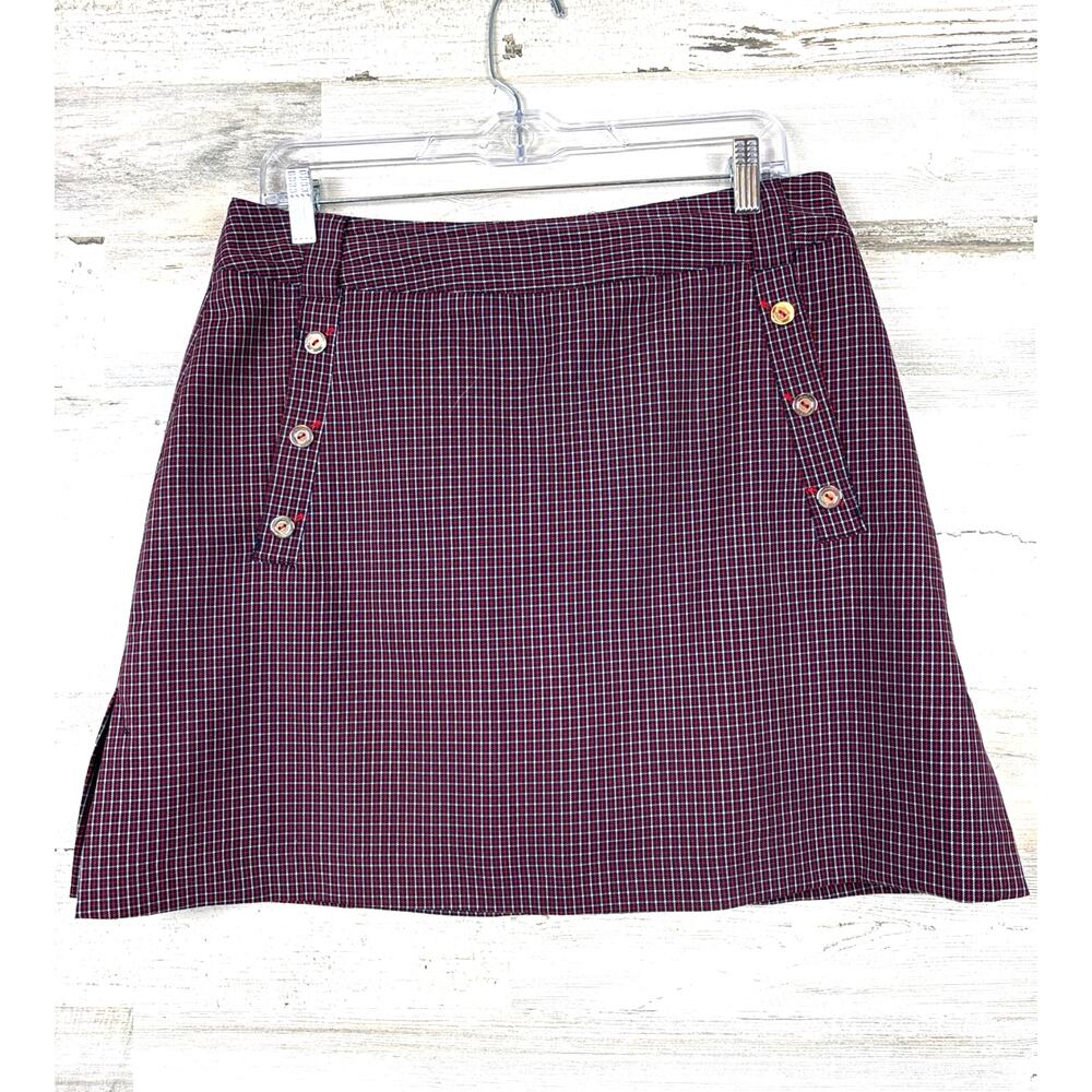 Sport Haley Womens 10 Red Blue Plaid Athletic Golf Tennis Mini Skort Sport